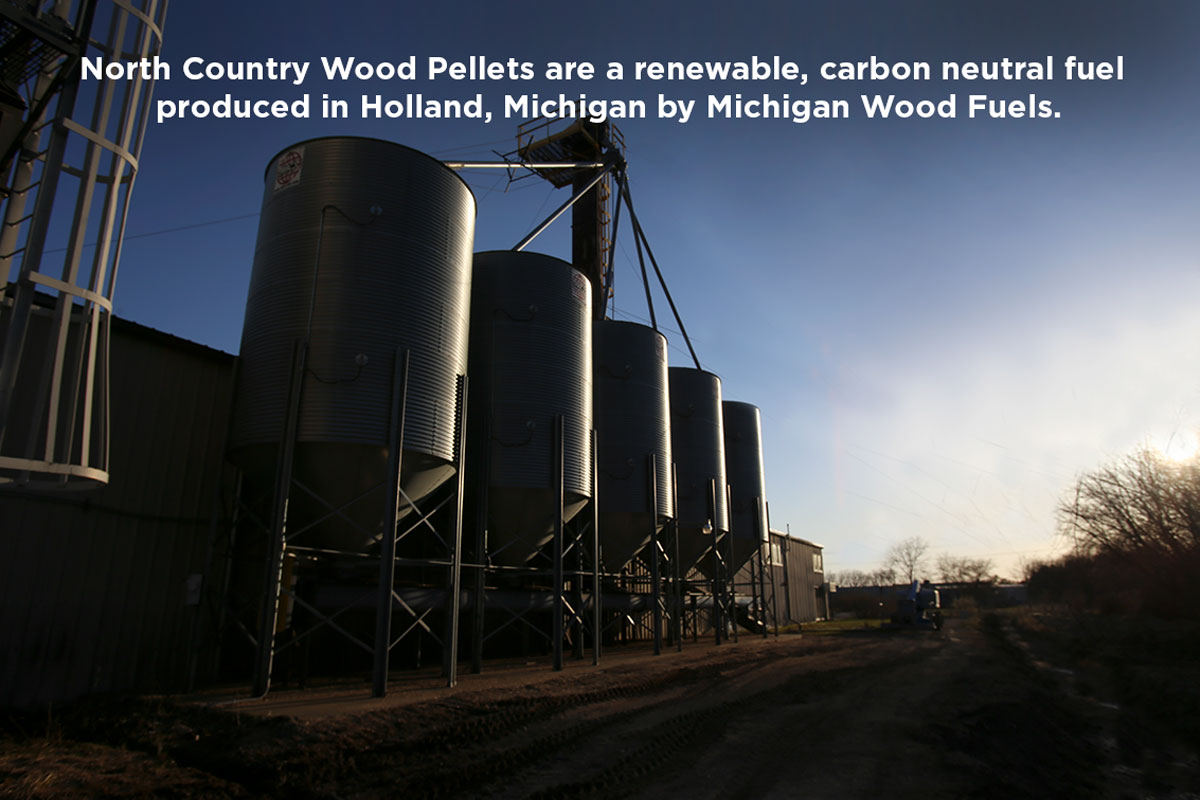 North Country Wood Pellets are a renewable, carbon neutral fuel produced in Holland, Michigan by Michigan Wood Fuels.